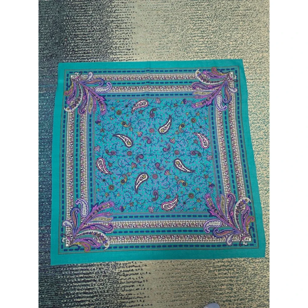 Paisley Scarf Women OS Teal Excellent Vintage Made in Italy Square 30x30